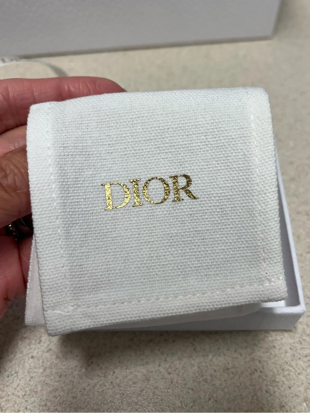 Authentic Dior White Box with Gold Accents - Jewelry Box With Dust Bag.